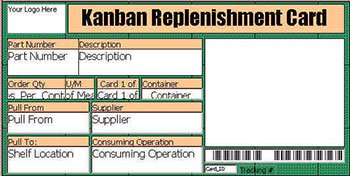 Electronic KANBAN replenishment card example