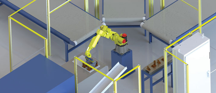 rendering of robotic assembly tending