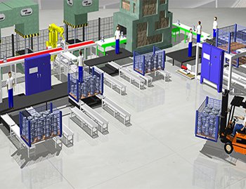 simulation of custom engineered material handling system